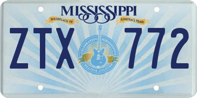 MS license plate ZTX772