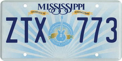 MS license plate ZTX773