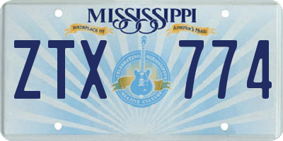 MS license plate ZTX774