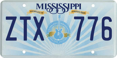 MS license plate ZTX776