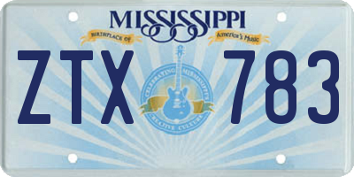 MS license plate ZTX783