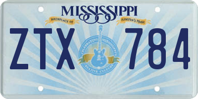 MS license plate ZTX784