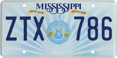 MS license plate ZTX786