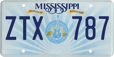 MS license plate ZTX787