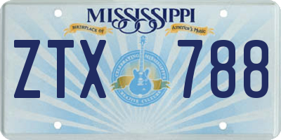 MS license plate ZTX788