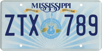 MS license plate ZTX789
