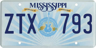 MS license plate ZTX793