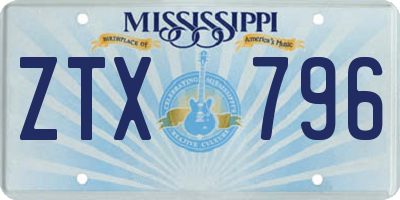 MS license plate ZTX796
