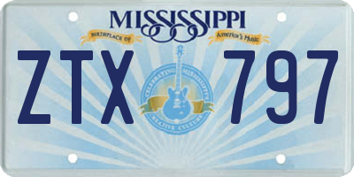 MS license plate ZTX797
