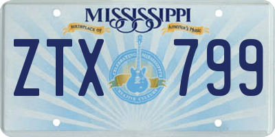 MS license plate ZTX799