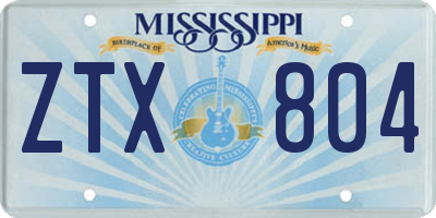 MS license plate ZTX804