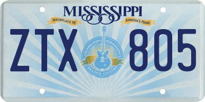 MS license plate ZTX805