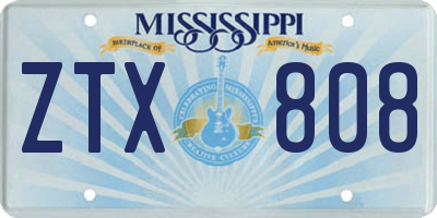 MS license plate ZTX808