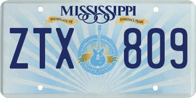 MS license plate ZTX809