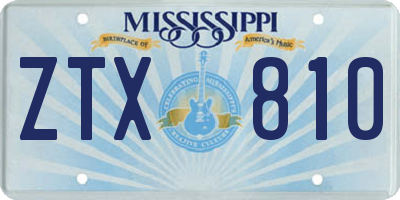 MS license plate ZTX810