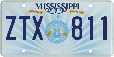 MS license plate ZTX811