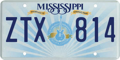 MS license plate ZTX814