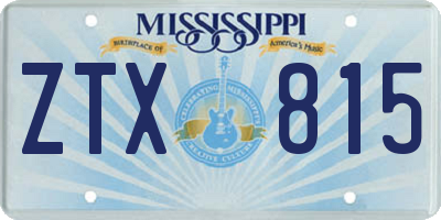 MS license plate ZTX815