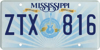 MS license plate ZTX816