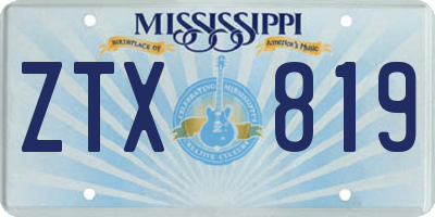 MS license plate ZTX819