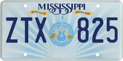 MS license plate ZTX825