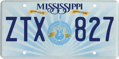 MS license plate ZTX827