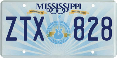 MS license plate ZTX828
