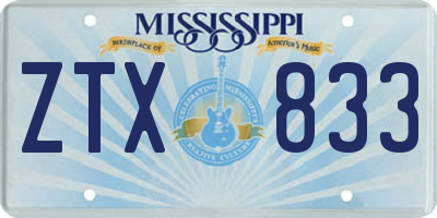 MS license plate ZTX833