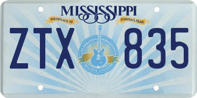 MS license plate ZTX835