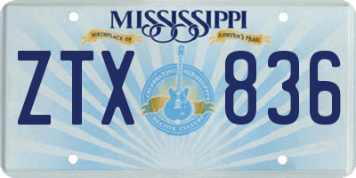 MS license plate ZTX836