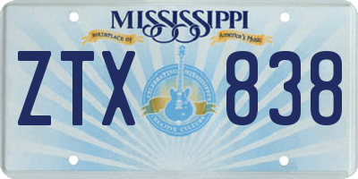 MS license plate ZTX838