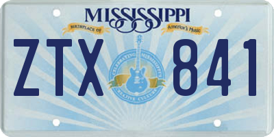 MS license plate ZTX841