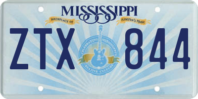 MS license plate ZTX844
