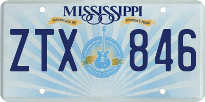 MS license plate ZTX846