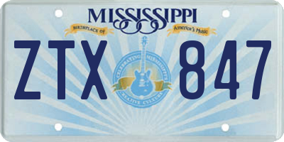 MS license plate ZTX847