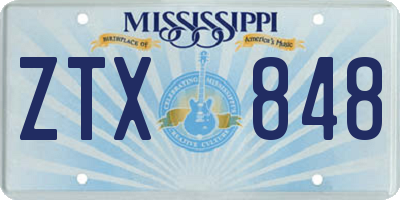 MS license plate ZTX848