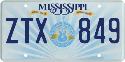 MS license plate ZTX849