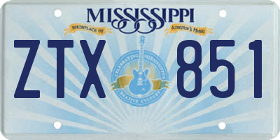 MS license plate ZTX851