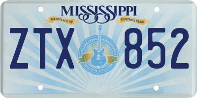 MS license plate ZTX852