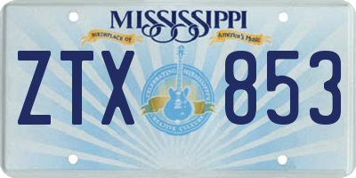 MS license plate ZTX853