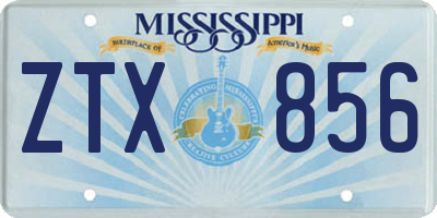 MS license plate ZTX856