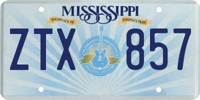 MS license plate ZTX857