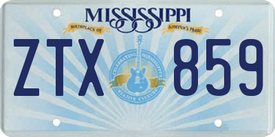 MS license plate ZTX859
