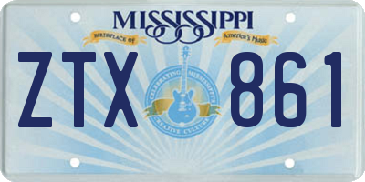MS license plate ZTX861