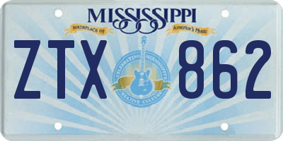 MS license plate ZTX862