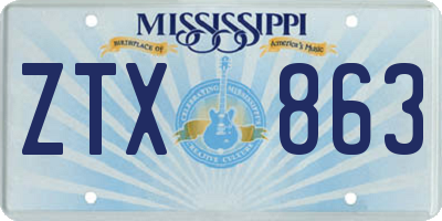 MS license plate ZTX863