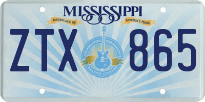MS license plate ZTX865