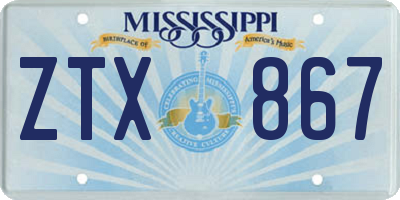 MS license plate ZTX867