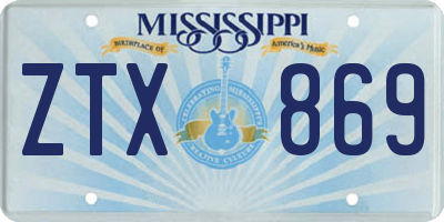 MS license plate ZTX869
