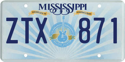 MS license plate ZTX871